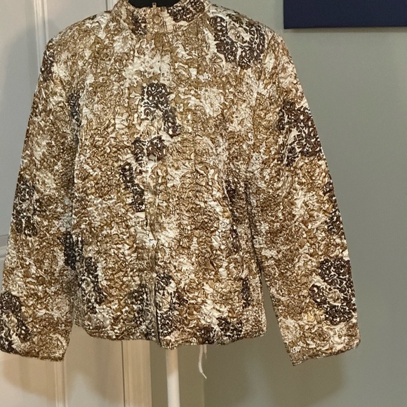 Ruby Rd. Brown and White Patterned Puffer Jacket - Picture 2 of 4